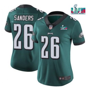 Women's Philadelphia Eagles #26 Miles Sanders Green Super Bolw LVII Patch Vapor Untouchable Limited Stitched Football Jersey(Run Small) Women's Philadelphia Eagles #26 Miles Sanders Green Super Bolw LVII Patch Vapor Untouchable Limited Stitched Football Jersey(Run Small)