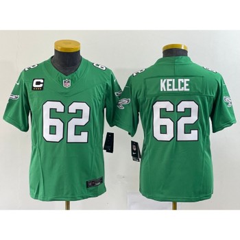 Women's Philadelphia Eagles #62 Jason Kelce Green 2023 F.U.S.E. With C Patch Stitched Football Jersey(Run Small) Women's Philadelphia Eagles #62 Jason Kelce Green 2023 F.U.S.E. With C Patch Stitched Football Jersey(Run Small)