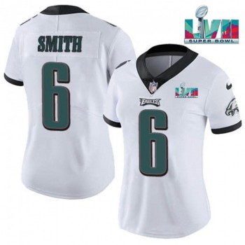 Women's Philadelphia Eagles #6 DeVonta Smith White Super Bolw LVII Patch Vapor Untouchable Limited Stitched Football Jersey(Run Small) Women's Philadelphia Eagles #6 DeVonta Smith White Super Bolw LVII Patch Vapor Untouchable Limited Stitched Football Jersey(Run Small)