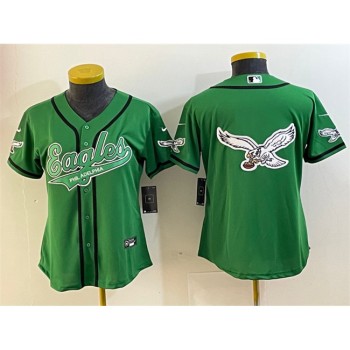 Women's Philadelphia Eagles Green Team Big Logo Cool Base Stitched Baseball Jersey(Run Small) Women's Philadelphia Eagles Green Team Big Logo Cool Base Stitched Baseball Jersey(Run Small)