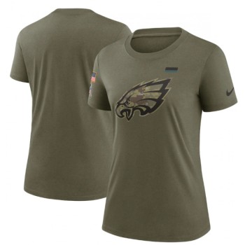 Women's Philadelphia Eagles Olive 2021 Salute To Service T-Shirt (Run Small) Women's Philadelphia Eagles Olive 2021 Salute To Service T-Shirt (Run Small)