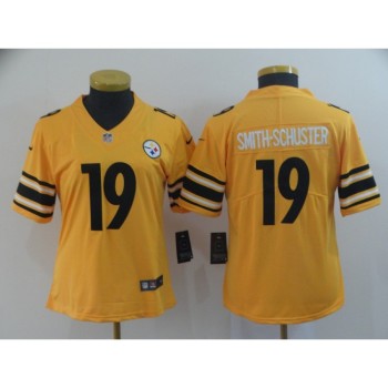 Women's Pittsburgh Steelers #19 JuJu Smith-Schuster Gold Inverted Legend Stitched NFL Jersey(Run Small) Women's Pittsburgh Steelers #19 JuJu Smith-Schuster Gold Inverted Legend Stitched NFL Jersey(Run Small)