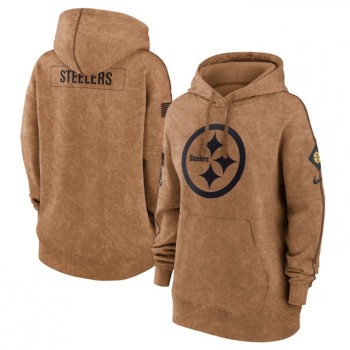Women's Pittsburgh Steelers 2023 Brown Salute to Service Pullover Hoodie(Run Small) Women's Pittsburgh Steelers 2023 Brown Salute to Service Pullover Hoodie(Run Small)