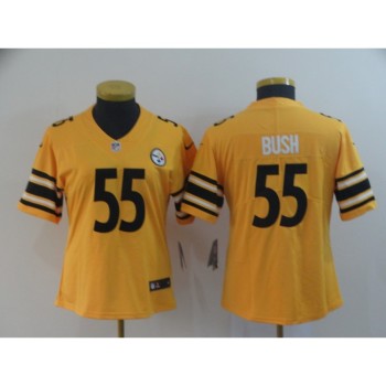Women's Pittsburgh Steelers #55 Devin Bush Gold Inverted Legend Stitched NFL Jersey(Run Small) Women's Pittsburgh Steelers #55 Devin Bush Gold Inverted Legend Stitched NFL Jersey(Run Small)