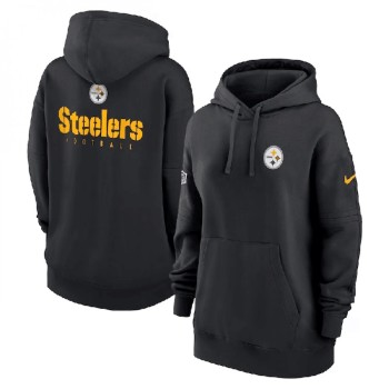 Women's Pittsburgh Steelers Black Sideline Club Fleece Pullover Hoodie(Run Small) Women's Pittsburgh Steelers Black Sideline Club Fleece Pullover Hoodie(Run Small)