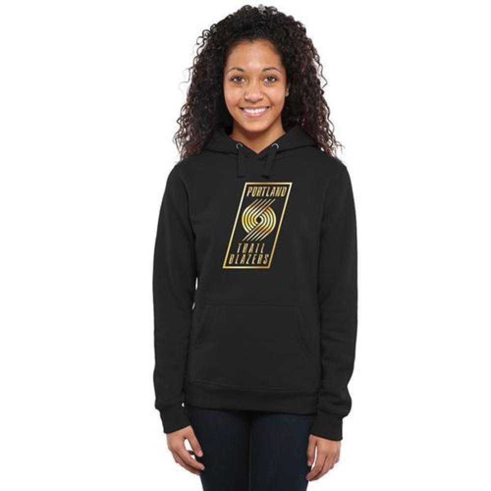 Women's Portland Trail Blazers Gold Collection Pullover Hoodie Black