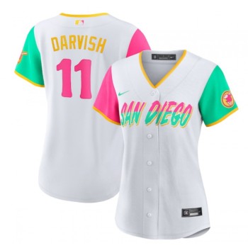 Women's San Diego Padres #11 Yu Darvish 2022 White City Connect Cool Base Stitched Baseball Jersey(Run Small) Women's San Diego Padres #11 Yu Darvish 2022 White City Connect Cool Base Stitched Baseball Jersey(Run Small)