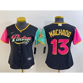 Women's San Diego Padres #13 Manny Machado Black City Connect Stitched Baseball Jersey(Run Small) Women's San Diego Padres #13 Manny Machado Black City Connect Stitched Baseball Jersey(Run Small)