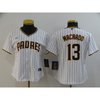 Women's San Diego Padres #13 Manny Machado White Cool Base Stitched MLB Jersey(Run Small) Women's San Diego Padres #13 Manny Machado White Cool Base Stitched MLB Jersey(Run Small)