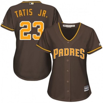 Women's San Diego Padres #23 Fernando Tatis Jr. Brown Cool Base Stitched MLB Jersey(Run Small) Women's San Diego Padres #23 Fernando Tatis Jr. Brown Cool Base Stitched MLB Jersey(Run Small)