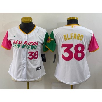 Women's San Diego Padres #38 Jorge Alfaro 2022 White City Connect Cool Base Stitched Baseball Jersey(Run Small) Women's San Diego Padres #38 Jorge Alfaro 2022 White City Connect Cool Base Stitched Baseball Jersey(Run Small)