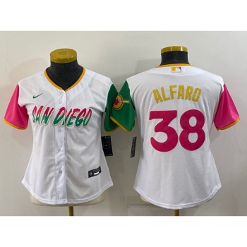 Women's San Diego Padres #38 Jorge Alfaro 2022 White City Connect Cool Base Stitched Baseball Jersey(Run Small) Women's San Diego Padres #38 Jorge Alfaro 2022 White City Connect Cool Base Stitched Baseball Jersey(Run Small)