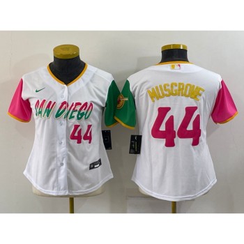 Women's San Diego Padres #44 Joe Musgrove 2022 White City Connect Cool Base Stitched Baseball Jersey(Run Small) Women's San Diego Padres #44 Joe Musgrove 2022 White City Connect Cool Base Stitched Baseball Jersey(Run Small)