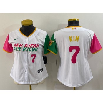 Women's San Diego Padres #7 Ha Seong Kim 2022 White City Connect Cool Base Stitched Baseball Jersey(Run Small) Women's San Diego Padres #7 Ha Seong Kim 2022 White City Connect Cool Base Stitched Baseball Jersey(Run Small)