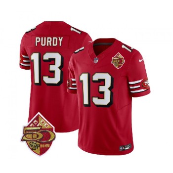 Women's San Francisco 49ers #13 Brock Purdy Red 2023 F.U.S.E. 50th Patch Vapor Limited Stitched Football Jersey(Run Small) Women's San Francisco 49ers #13 Brock Purdy Red 2023 F.U.S.E. 50th Patch Vapor Limited Stitched Football Jersey(Run Small)