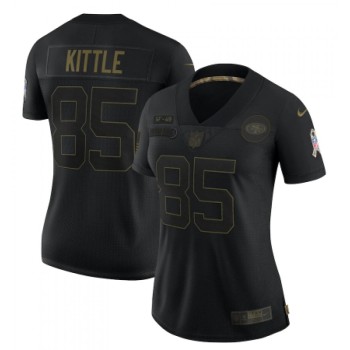 Women's San Francisco 49ers #85 George Kittle Black Salute To Service Limited Stitched Jersey(Run Small) Women's San Francisco 49ers #85 George Kittle Black Salute To Service Limited Stitched Jersey(Run Small)