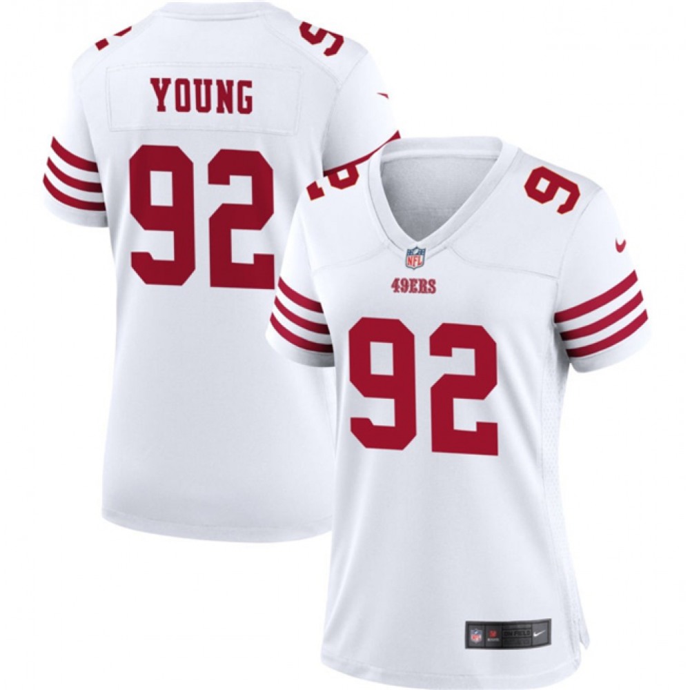 Women's San Francisco 49ers #92 Chase Young White Stitched Jersey(Run Small)