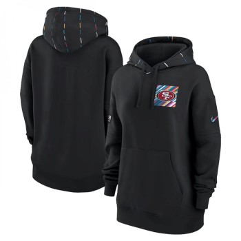 Women's San Francisco 49ers Black 2023 Crucial Catch Club Pullover Hoodie(Run Small) Women's San Francisco 49ers Black 2023 Crucial Catch Club Pullover Hoodie(Run Small)