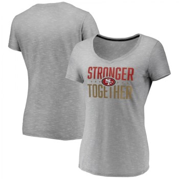 Women's San Francisco 49ers Gray Stronger Together Space Dye V-Neck T-Shirt(Run Small) Women's San Francisco 49ers Gray Stronger Together Space Dye V-Neck T-Shirt(Run Small)