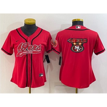 Women's San Francisco 49ers Red Team Big Logo With Patch Cool Base Stitched Baseball Jersey(Run Small) Women's San Francisco 49ers Red Team Big Logo With Patch Cool Base Stitched Baseball Jersey(Run Small)