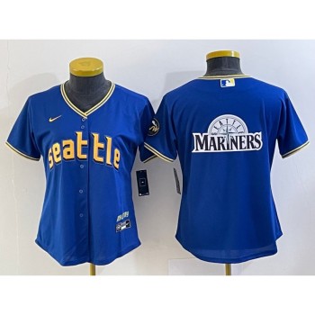 Women's Seattle Mariners Royal 2023 City Connect Team Big Logo Stitched Baseball Jersey(Run Small) Women's Seattle Mariners Royal 2023 City Connect Team Big Logo Stitched Baseball Jersey(Run Small)