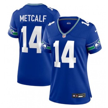Women's Seattle Seahawks #14 D.K. Metcalf Royal Throwback Player Stitched Game Jersey(Run Small) Women's Seattle Seahawks #14 D.K. Metcalf Royal Throwback Player Stitched Game Jersey(Run Small)