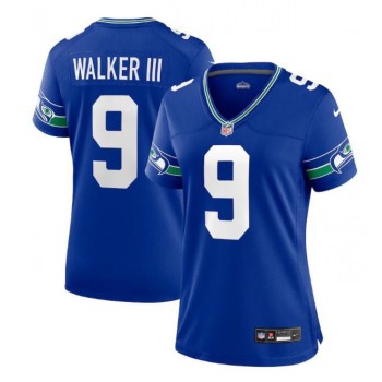 Women's Seattle Seahawks #9 Kenneth Walker III Royal Throwback Player Stitched Game Jersey(Run Small) Women's Seattle Seahawks #9 Kenneth Walker III Royal Throwback Player Stitched Game Jersey(Run Small)