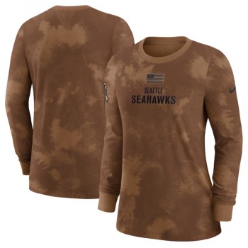 Women's Seattle Seahawks Brown 2023 Salute To Service Long Sleeve T-Shirt(Run Small) Women's Seattle Seahawks Brown 2023 Salute To Service Long Sleeve T-Shirt(Run Small)