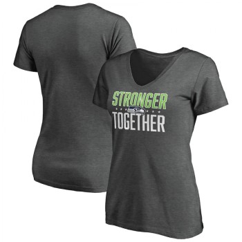 Women's Seattle Seahawks Heather Stronger Together Space Dye V-Neck T-Shirt(Run Small) Women's Seattle Seahawks Heather Stronger Together Space Dye V-Neck T-Shirt(Run Small)
