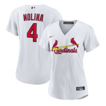 Women's St. Louis Cardinals #4 Yadier Molina White Stitched Baseball Jersey(Run Small) Women's St. Louis Cardinals #4 Yadier Molina White Stitched Baseball Jersey(Run Small)