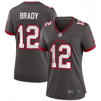 Women's Tampa Bay Buccaneers #12 Tom Brady Grey 2021 Super Bowl LV Limited Stitched Jersey(Run Small) Women's Tampa Bay Buccaneers #12 Tom Brady Grey 2021 Super Bowl LV Limited Stitched Jersey(Run Small)