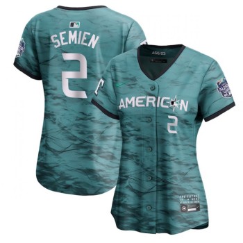 Women's Texas Rangers #2 Marcus Semien Teal 2023 All-star Stitched Baseball Jersey(Run Small) Women's Texas Rangers #2 Marcus Semien Teal 2023 All-star Stitched Baseball Jersey(Run Small)