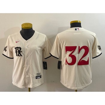 Women's Texas Rangers #32 Evan Carter Cream 2023 City Connect Stitched Baseball Jersey(Run Small) Women's Texas Rangers #32 Evan Carter Cream 2023 City Connect Stitched Baseball Jersey(Run Small)