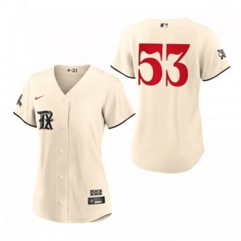 Women's Texas Rangers #53 Adolis Garcia Cream 2023 City Connect Stitched Baseball Jersey(Run Small) Women's Texas Rangers #53 Adolis Garcia Cream 2023 City Connect Stitched Baseball Jersey(Run Small)