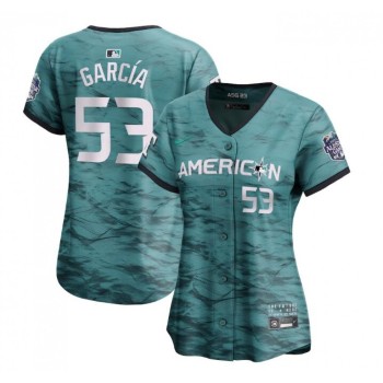 Women's Texas Rangers #53 Adolis Garcia Teal 2023 All-star Stitched Baseball Jersey(Run Small) Women's Texas Rangers #53 Adolis Garcia Teal 2023 All-star Stitched Baseball Jersey(Run Small)