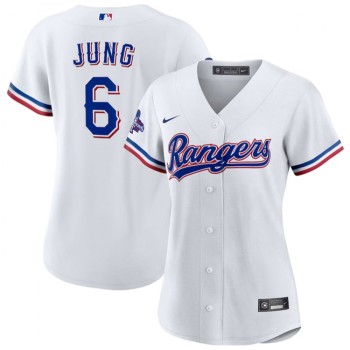Women's Texas Rangers #6 Josh Jung White 2023 World Series Champions Stitched Baseball Jersey(Run Small) Women's Texas Rangers #6 Josh Jung White 2023 World Series Champions Stitched Baseball Jersey(Run Small)