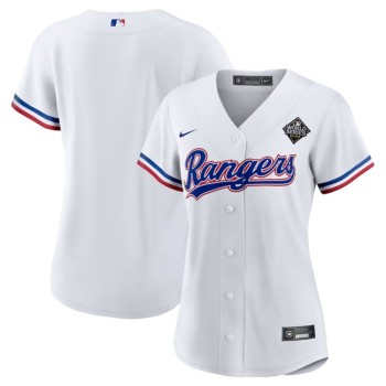 Women's Texas Rangers Blank White 2023 World Series Stitched Baseball Jersey(Run Small) Women's Texas Rangers Blank White 2023 World Series Stitched Baseball Jersey(Run Small)