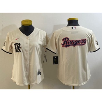 Women's Texas Rangers Cream Team Big Logo 2023 City Connect Stitched Baseball Jersey(Run Small) Women's Texas Rangers Cream Team Big Logo 2023 City Connect Stitched Baseball Jersey(Run Small)