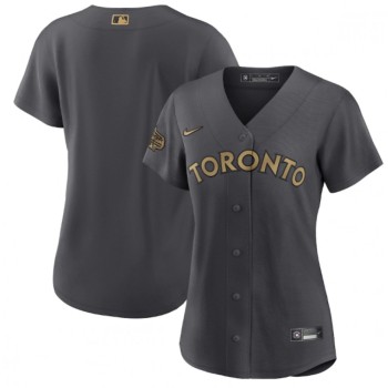 Women's Toronto Blue Jays Blank 2022 All-Star Charcoal Stitched Baseball Jersey(Run Small) Women's Toronto Blue Jays Blank 2022 All-Star Charcoal Stitched Baseball Jersey(Run Small)