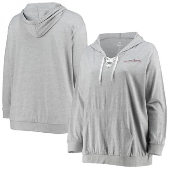 Women's Washington Commanders Heathered Gray Lace-Up Pullover Hoodie Women's Washington Commanders Heathered Gray Lace-Up Pullover Hoodie