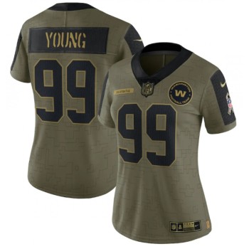 Women's Washington Redskins #99 Chase Young 2021 Olive Salute To Service Limited Stitched Jersey(Run Small)
