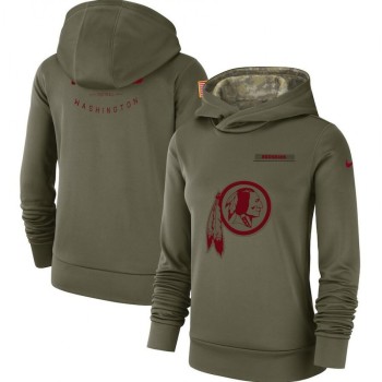 Women's Washington Redskins Olive Salute to Service Team Logo Performance Pullover NFL Hoodie Women's Washington Redskins Olive Salute to Service Team Logo Performance Pullover NFL Hoodie