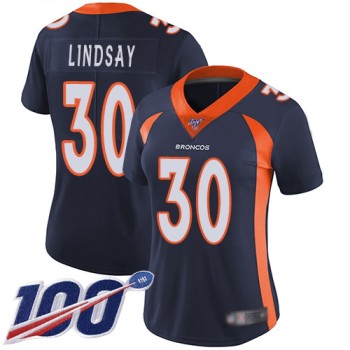 Women's Denver Broncos #30 Phillip Lindsay 2019 Navy 100th Season Vapor Untouchable Limited NFL Stitched NFL Jersey(Run Small) Women's Denver Broncos #30 Phillip Lindsay 2019 Navy 100th Season Vapor Untouchable Limited NFL Stitched NFL Jersey(Run Small)