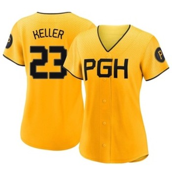 Women's Pittsburgh Pirates #23 Mitch Keller Gold Home Limited Stitched Baseball Jersey Women's Pittsburgh Pirates #23 Mitch Keller Gold Home Limited Stitched Baseball Jersey