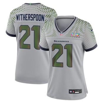 Women's Seattle Seahawks #21 Devon Witherspoon Gray Super Bowl LX Rivalries Collection Game Stitched Jersey Women's Seattle Seahawks #21 Devon Witherspoon Gray Super Bowl LX Rivalries Collection Game Stitched Jersey