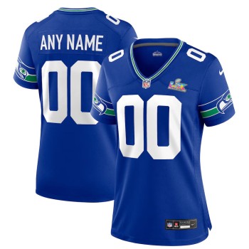 Women's Seattle Seahawks Custom Royal Super Bowl LX Game Jersey Women's Seattle Seahawks Custom Royal Super Bowl LX Game Jersey