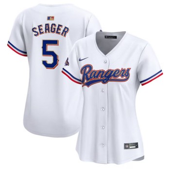 Women's Texas Rangers #5 Corey Seager White 2024 Gold Collection Stitched Baseball Jersey(Run Small) Women's Texas Rangers #5 Corey Seager White 2024 Gold Collection Stitched Baseball Jersey(Run Small)