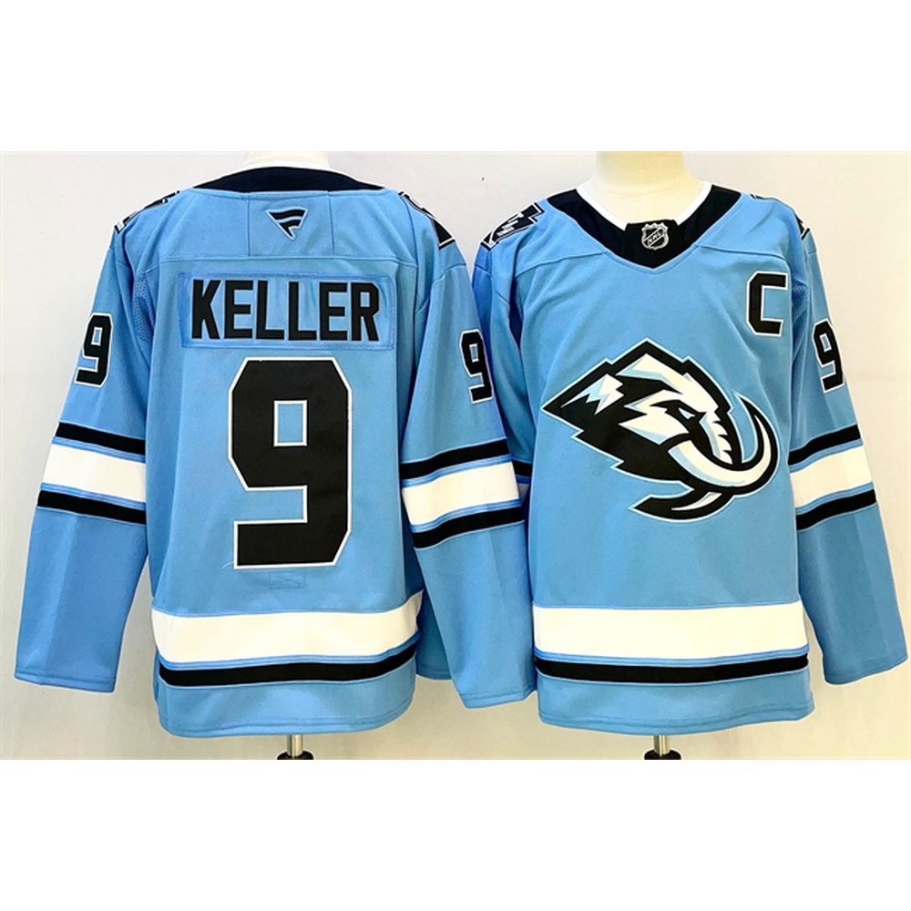 Men's Utah Mammoth #9 Clayton Keller Blue 2025 With C Patch Stitched Premium Jersey