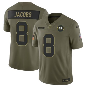 Youth's Green Bay Packers #8 Josh Jacobs Nike Olive 2025 Salute to Service Retired Limited Jersey