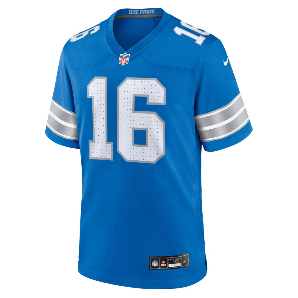 Men's Detroit Lions #16 Jared Goff Blue Game Jersey Men's Detroit Lions #16 Jared Goff Blue Game Jersey